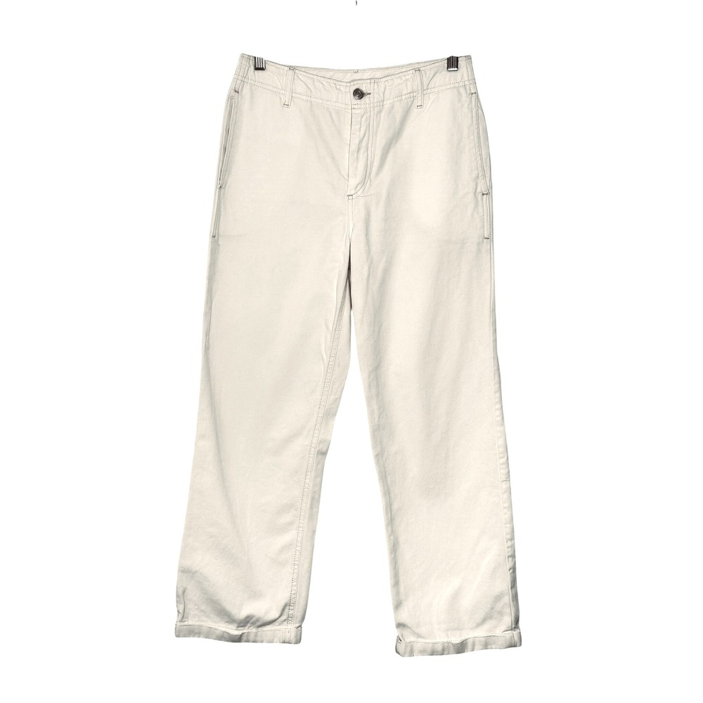 Free People Womens Beige Cropped Wide Leg Trousers High Rise Casual Pants